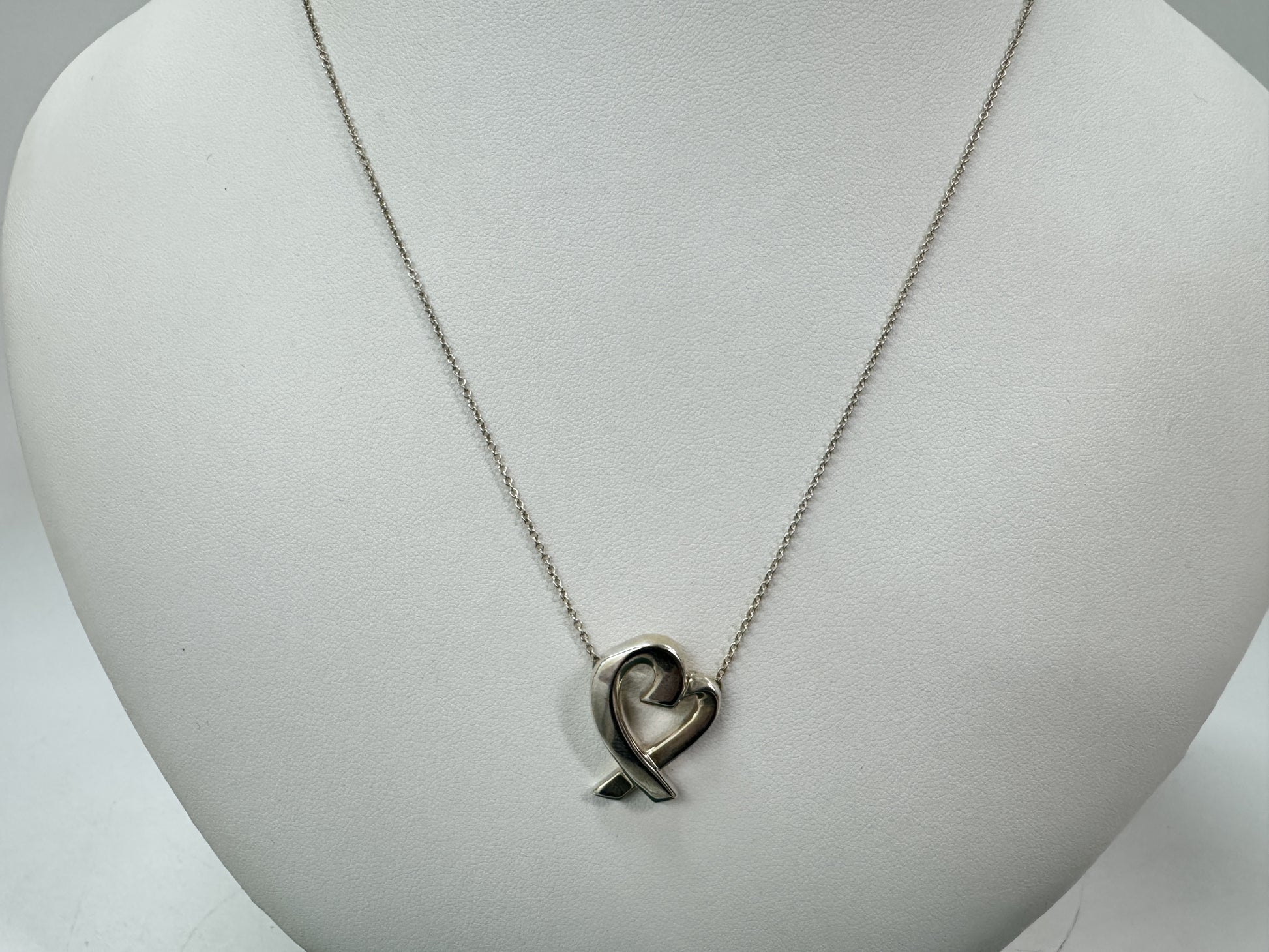 Tiffany & Co. Loving Heart Tiffany Sterling Silver Necklace, 925, 5.2g, 47cm Chain