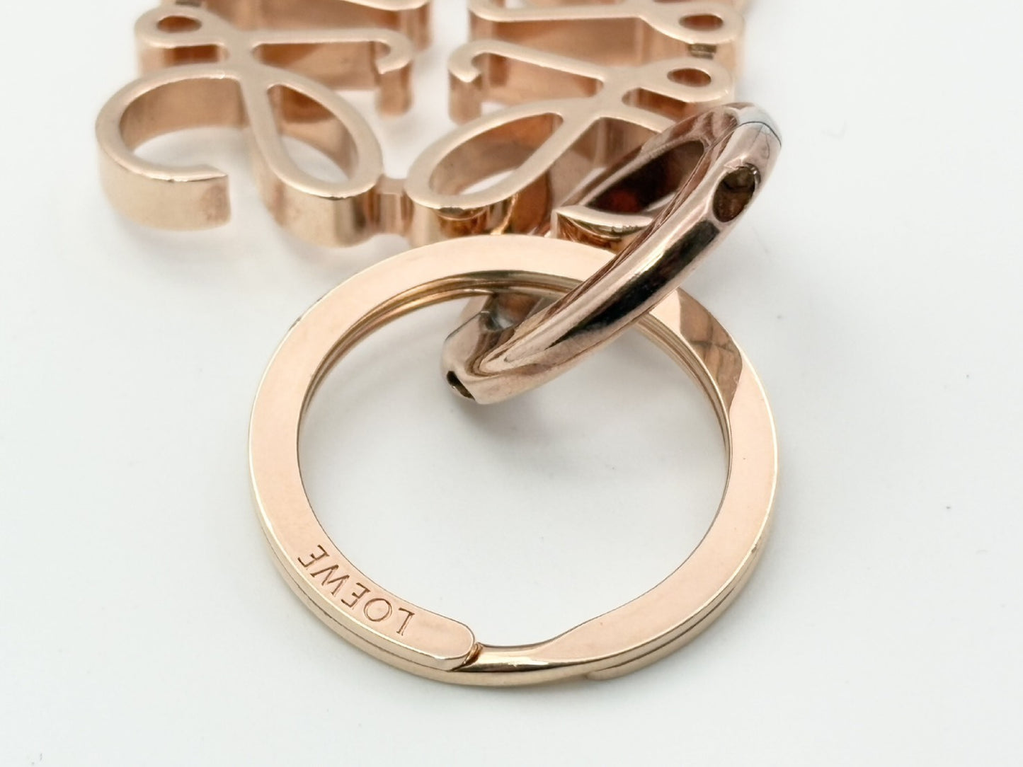 LOEWE Anagram Charm Key Ring Pink Gold Key Case/Key Holder