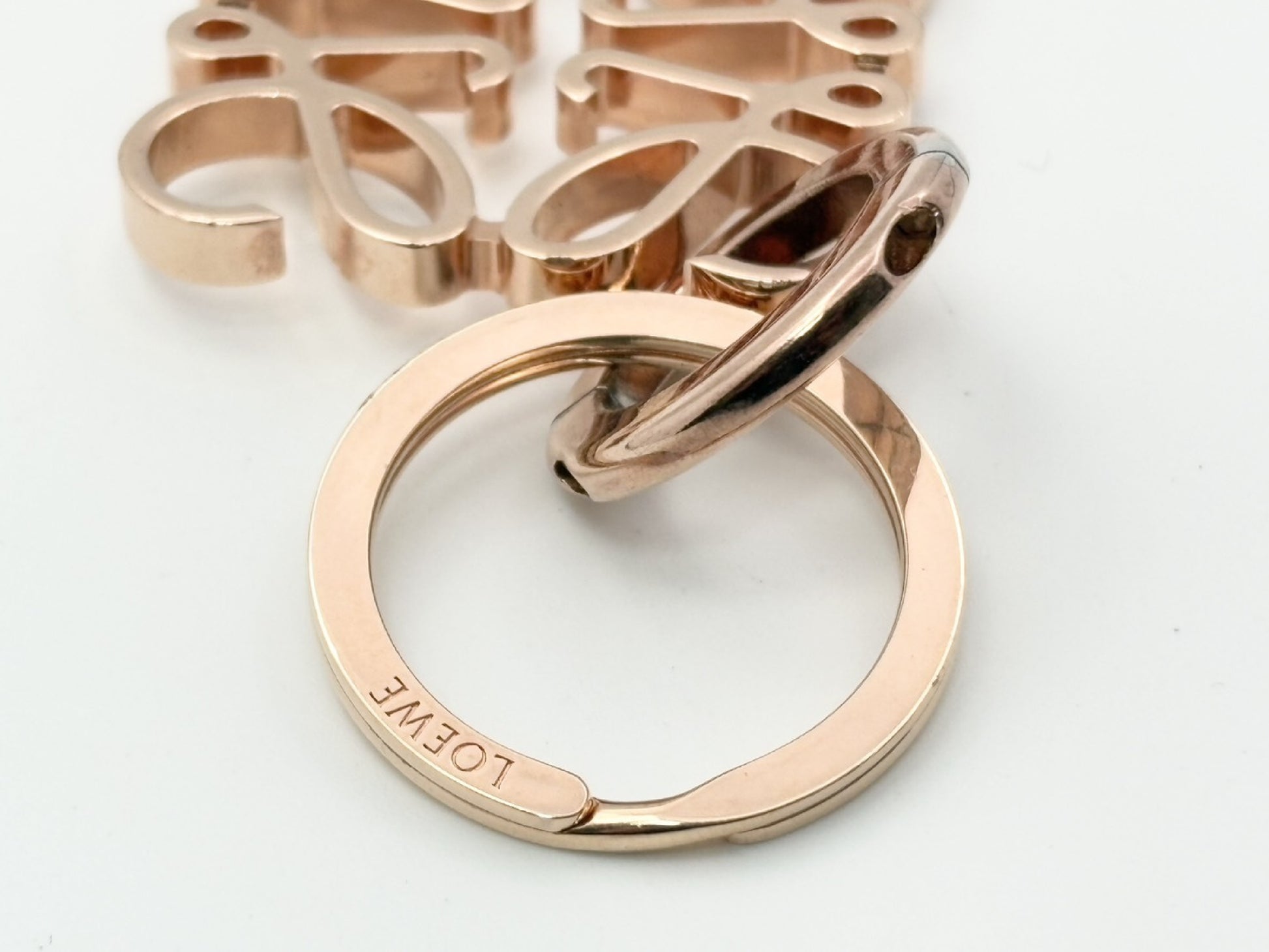 LOEWE Anagram Charm Key Ring Pink Gold Key Case/Key Holder