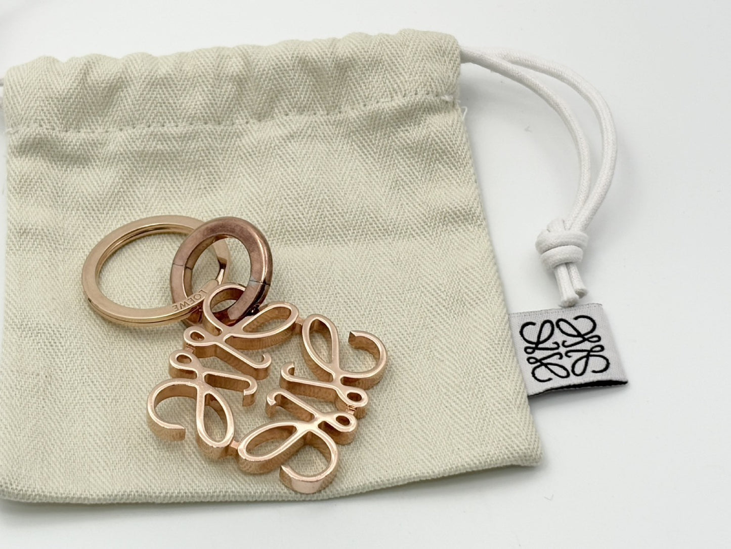 LOEWE Anagram Charm Key Ring Pink Gold Key Case/Key Holder