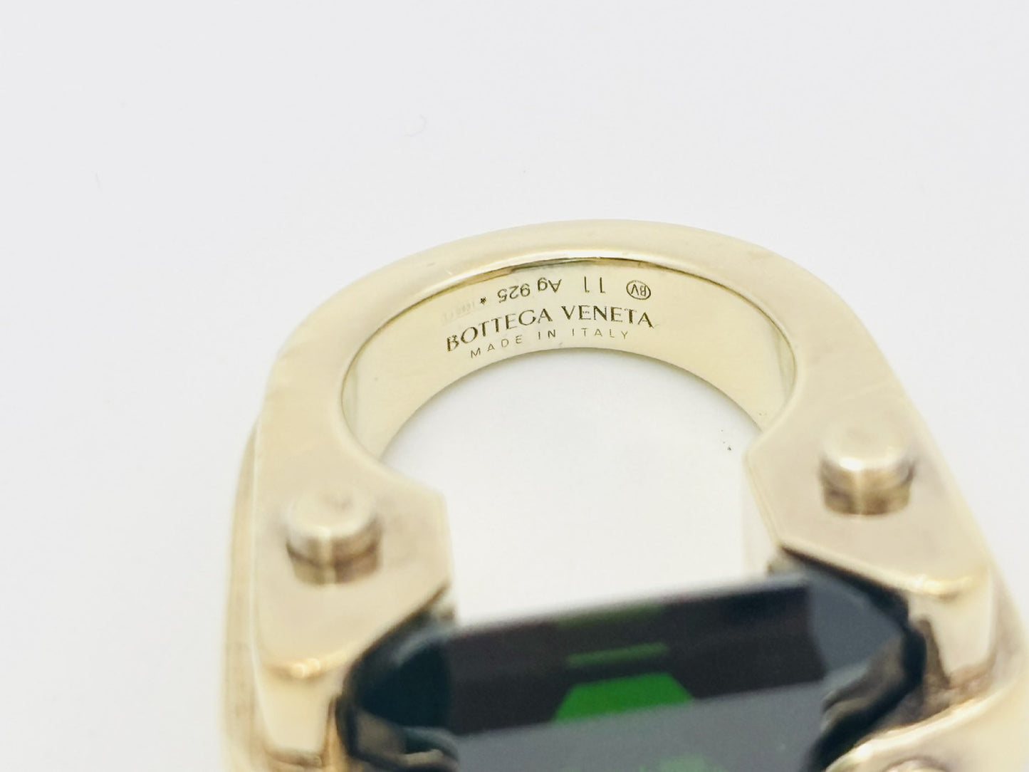 BOTTEGA VENETA Bottega Color Stone Emerald Cut Ring 925 Green x Gold Ring