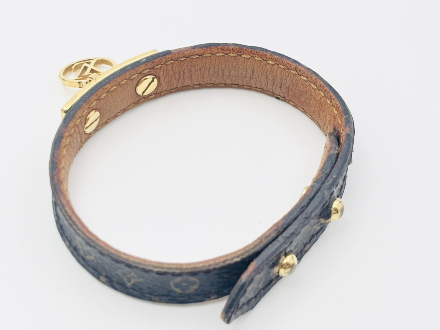 LOUIS VUITTON M4150 Logomania Bracelet #17 PVC and Leather Brown Monogram Bracelet/Bangle