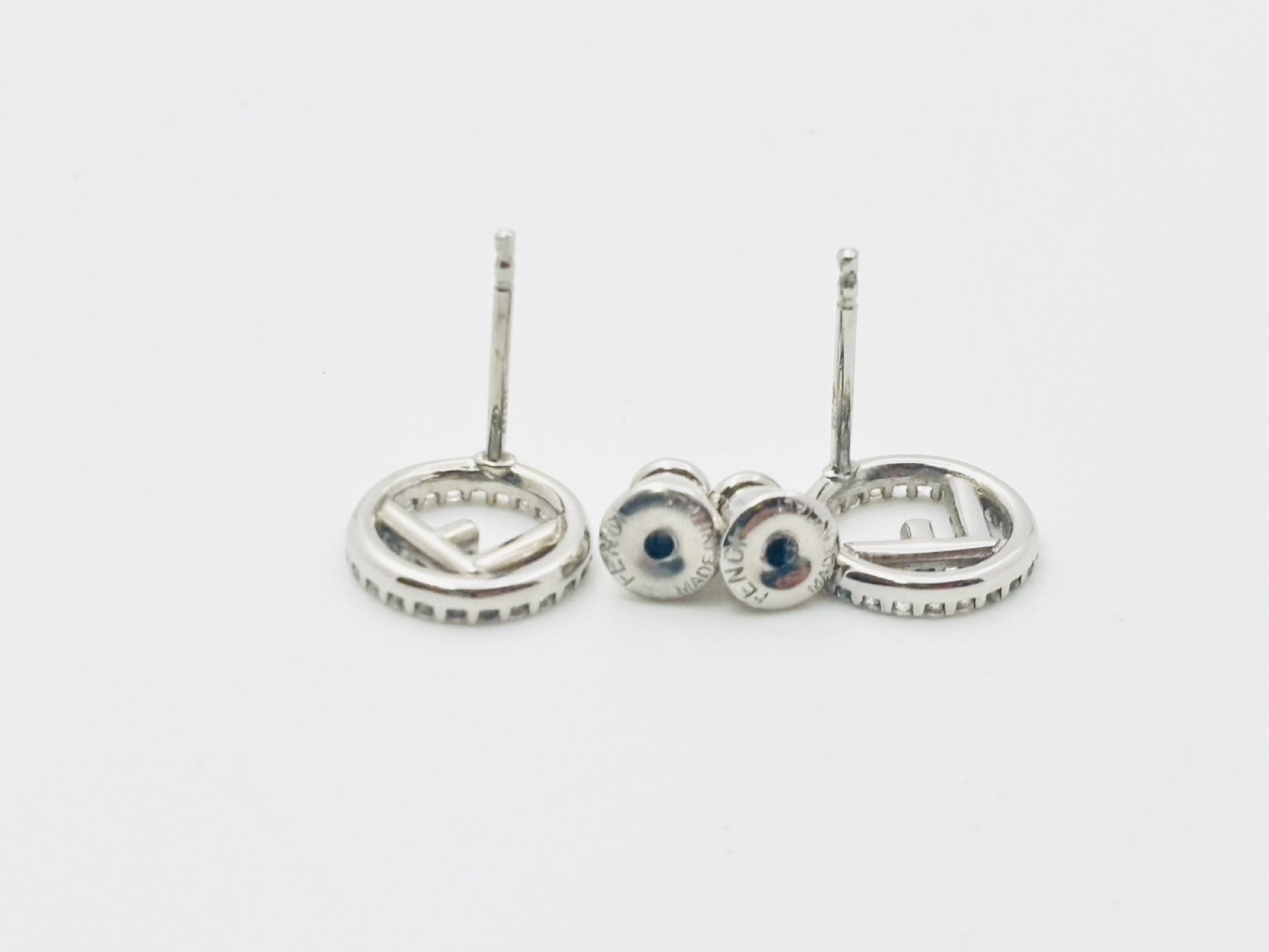 FENDI F is Fendi rhinestone earrings in silver