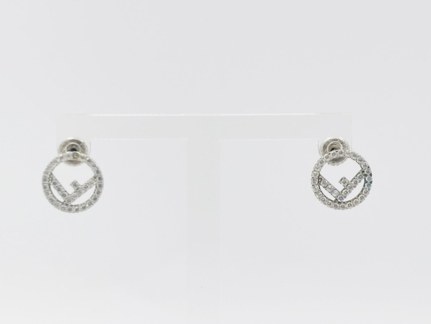 FENDI F is Fendi rhinestone earrings in silver