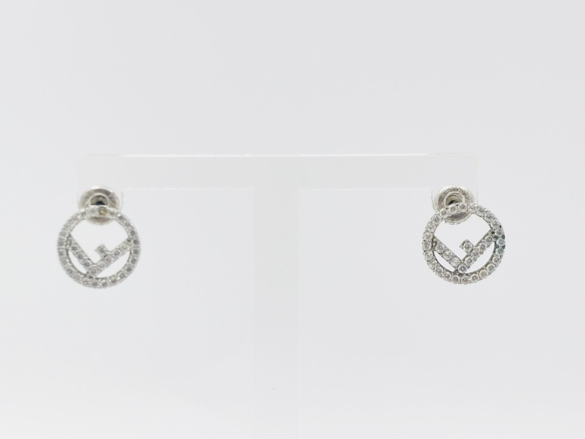 FENDI F is Fendi rhinestone earrings in silver