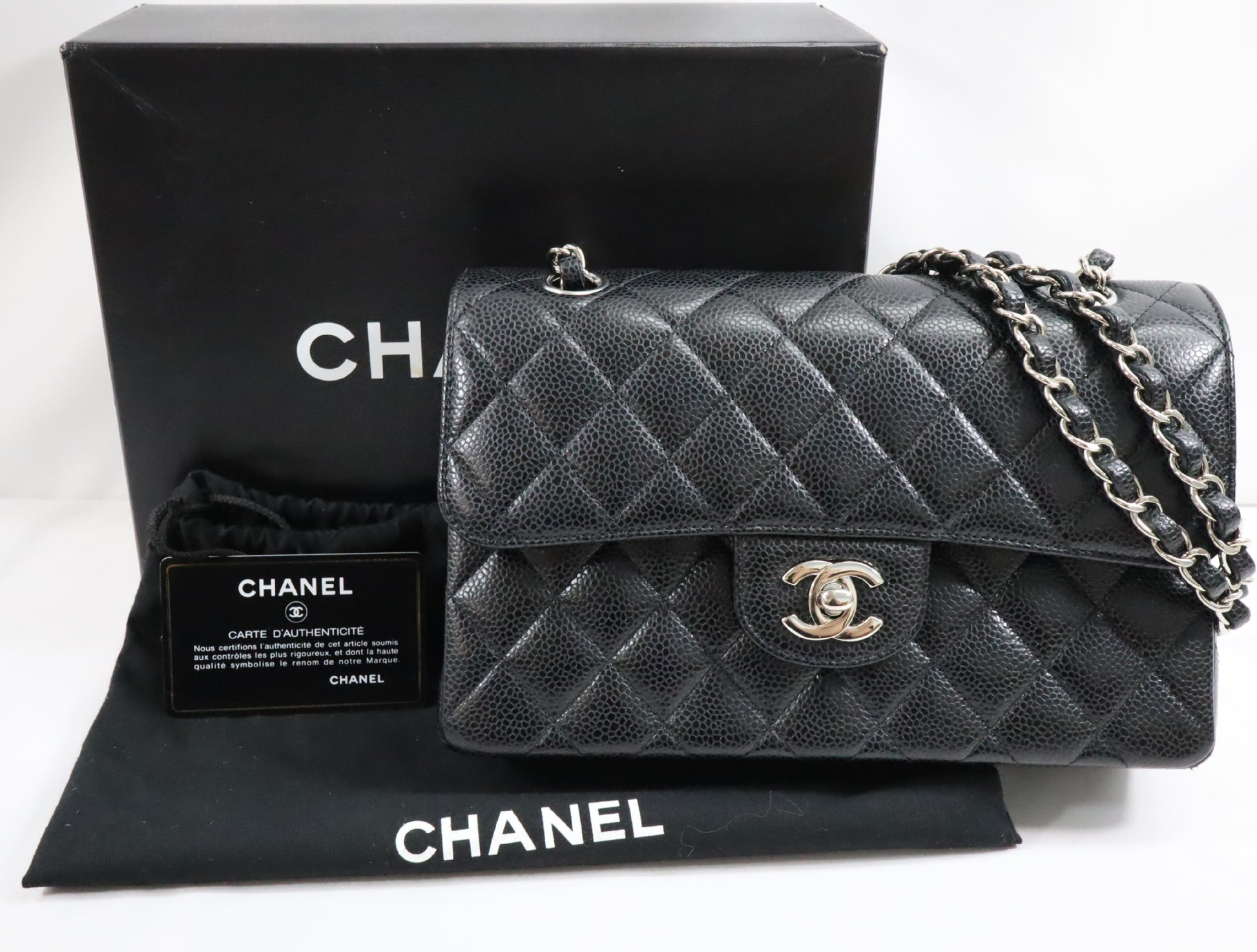 CHANEL Caviar Skin Matelasse 23 Double Flap Shoulder Bag