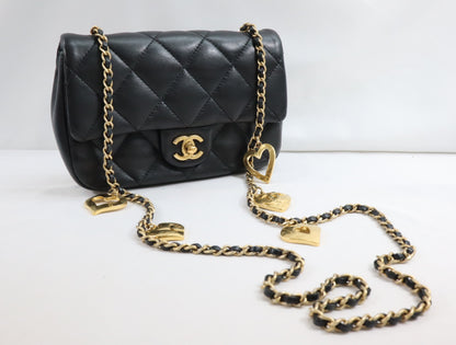 CHANEL Matelasse Chain Shoulder Bag Mini Matelasse Coco Mark AS3456 CHANEL Heart Black Shoulder Bag