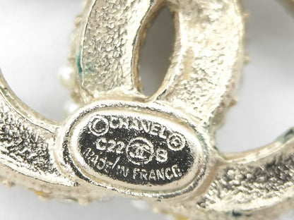 CHANEL Coco Mark C22B Coco Pearl Stone Earrings
