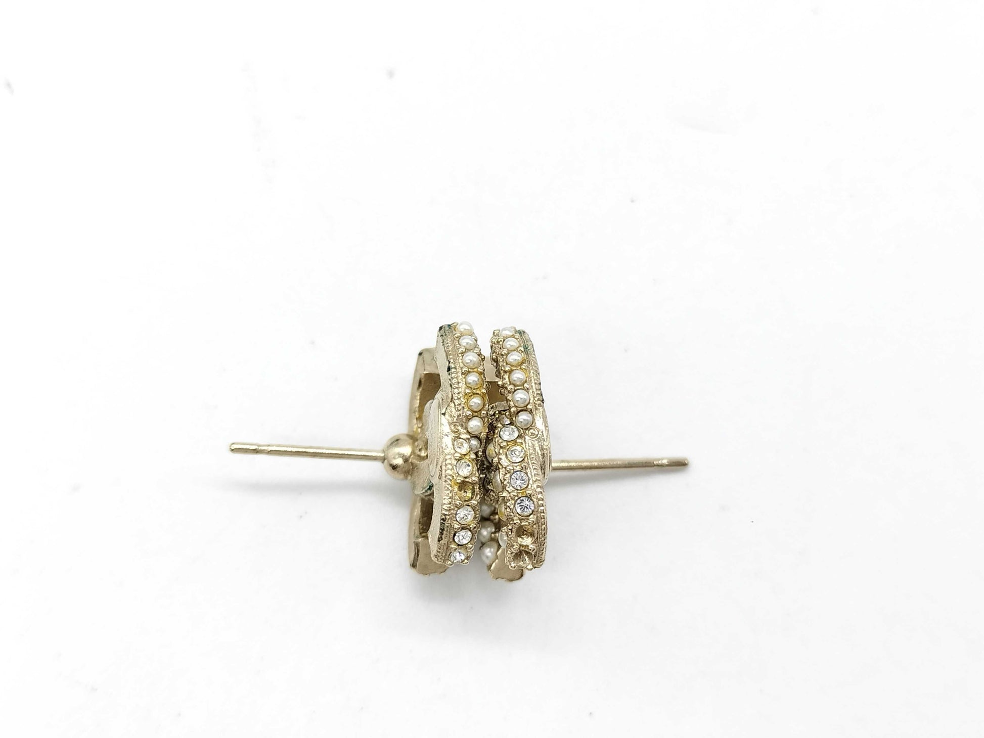 CHANEL Coco Mark C22B Coco Pearl Stone Earrings