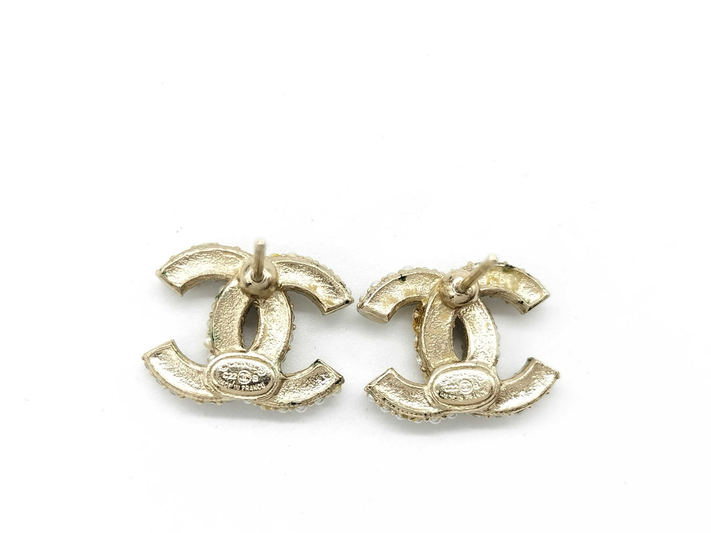 CHANEL Coco Mark C22B Coco Pearl Stone Earrings