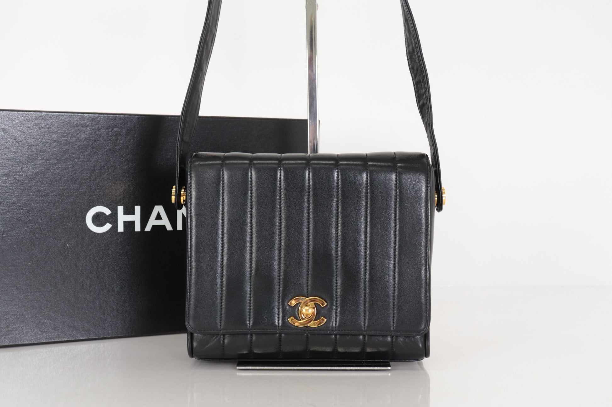 CHANEL Mademoiselle Lambskin Shoulder Bag with Mirror