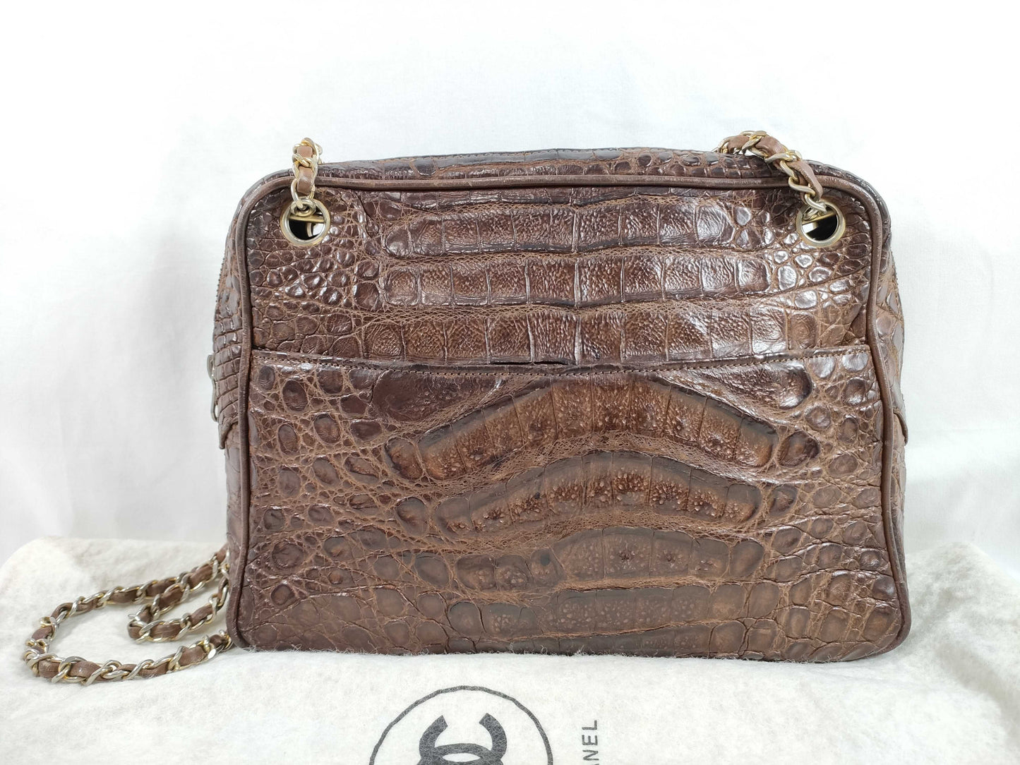 CHANEL CHANEL Shoulder Bag Dark Brown Crocodile Shoulder Bag