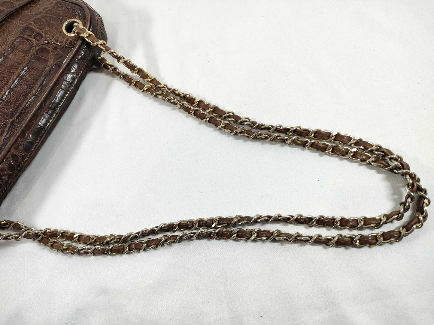 CHANEL CHANEL Shoulder Bag Dark Brown Crocodile Shoulder Bag