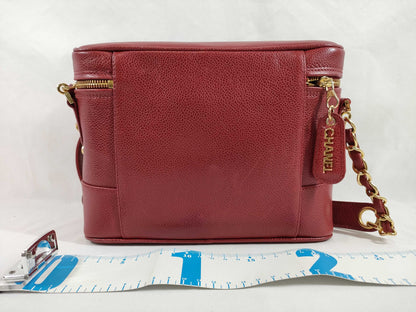 CHANEL CHANEL Triple Coco Caviar Skin Red Shoulder Bag