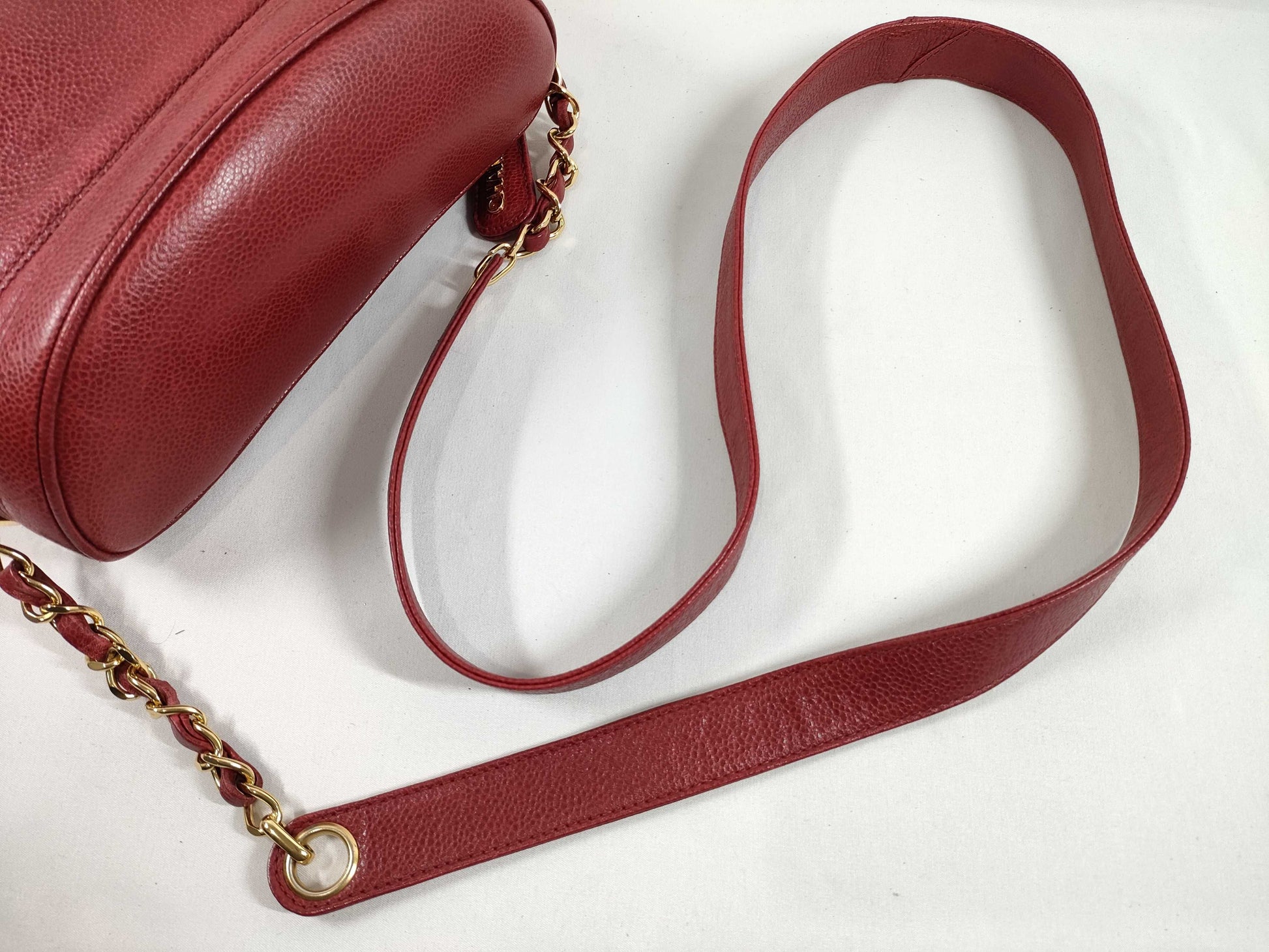 CHANEL CHANEL Triple Coco Caviar Skin Red Shoulder Bag