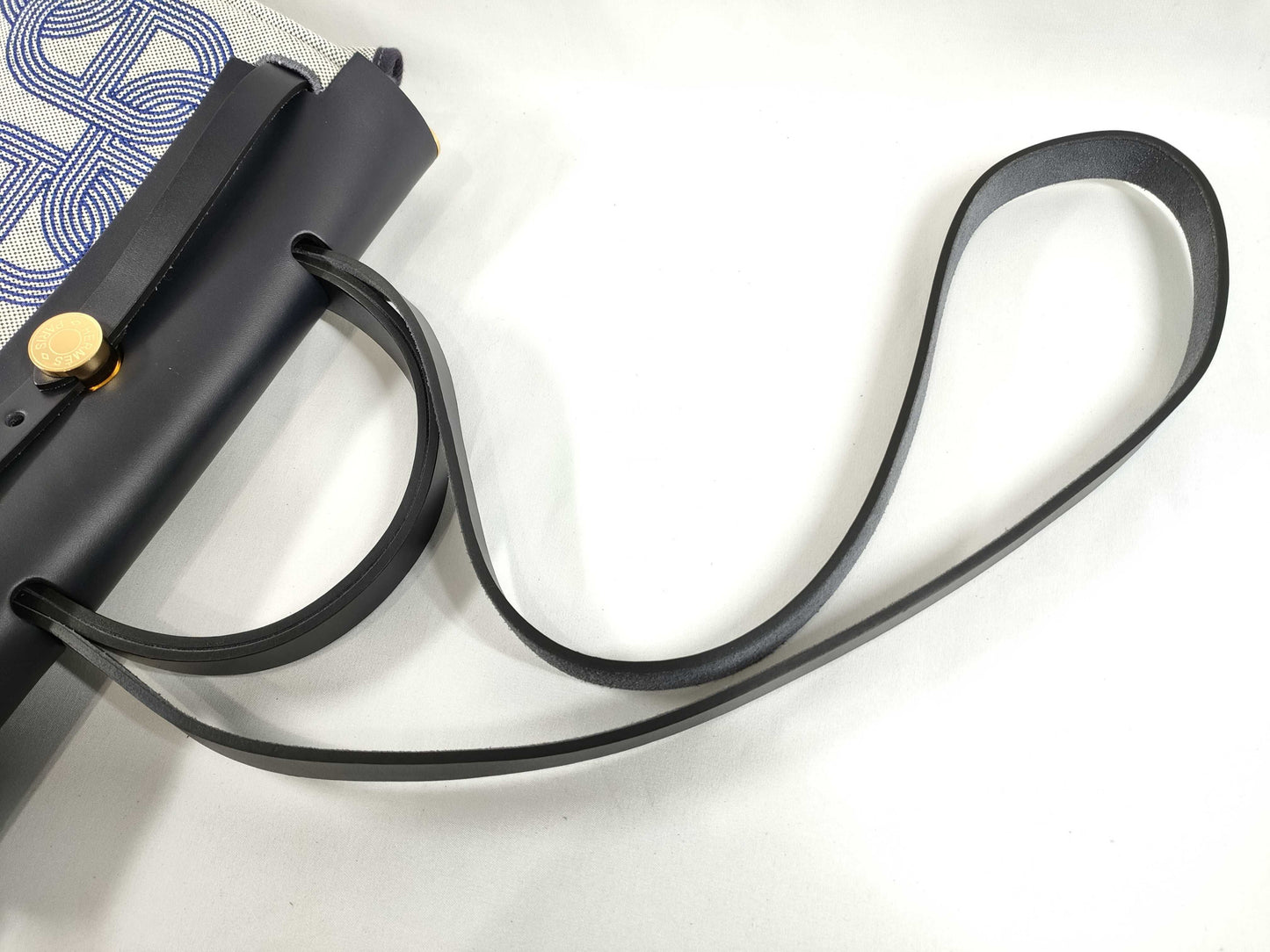 HERMES Airbag Zip PM, Light Gray/Navy, Toile H/Vache Hunter, U Stamp, Shoulder Bag