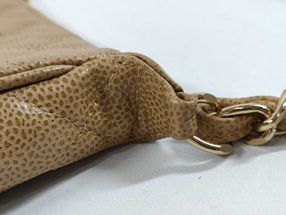 CHANEL CHANEL Matelasse Beige Caviar Leather Shoulder Bag with Gold Hardware and Chain