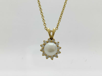 Tiffany & Co. Flower Sun Pearl Necklace, approx. 5.5mm diameter, diamond, 750 yellow gold, 3.0g 
