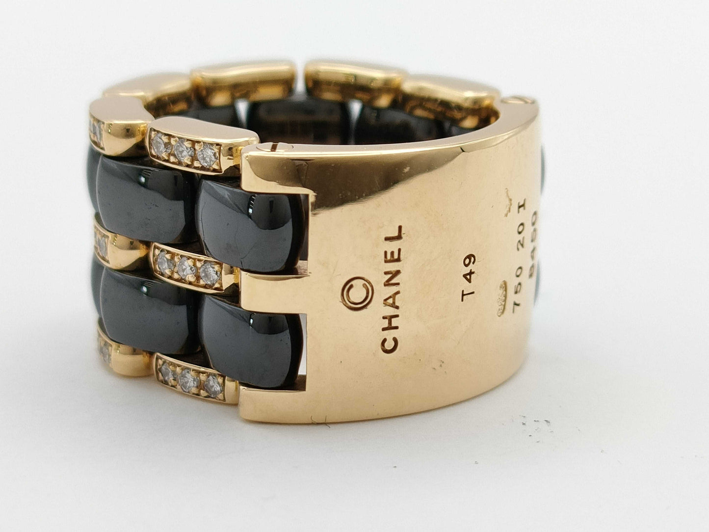 CHANEL Ultra Wide #T49 Ceramic Diamond 750 16.5g Ring 