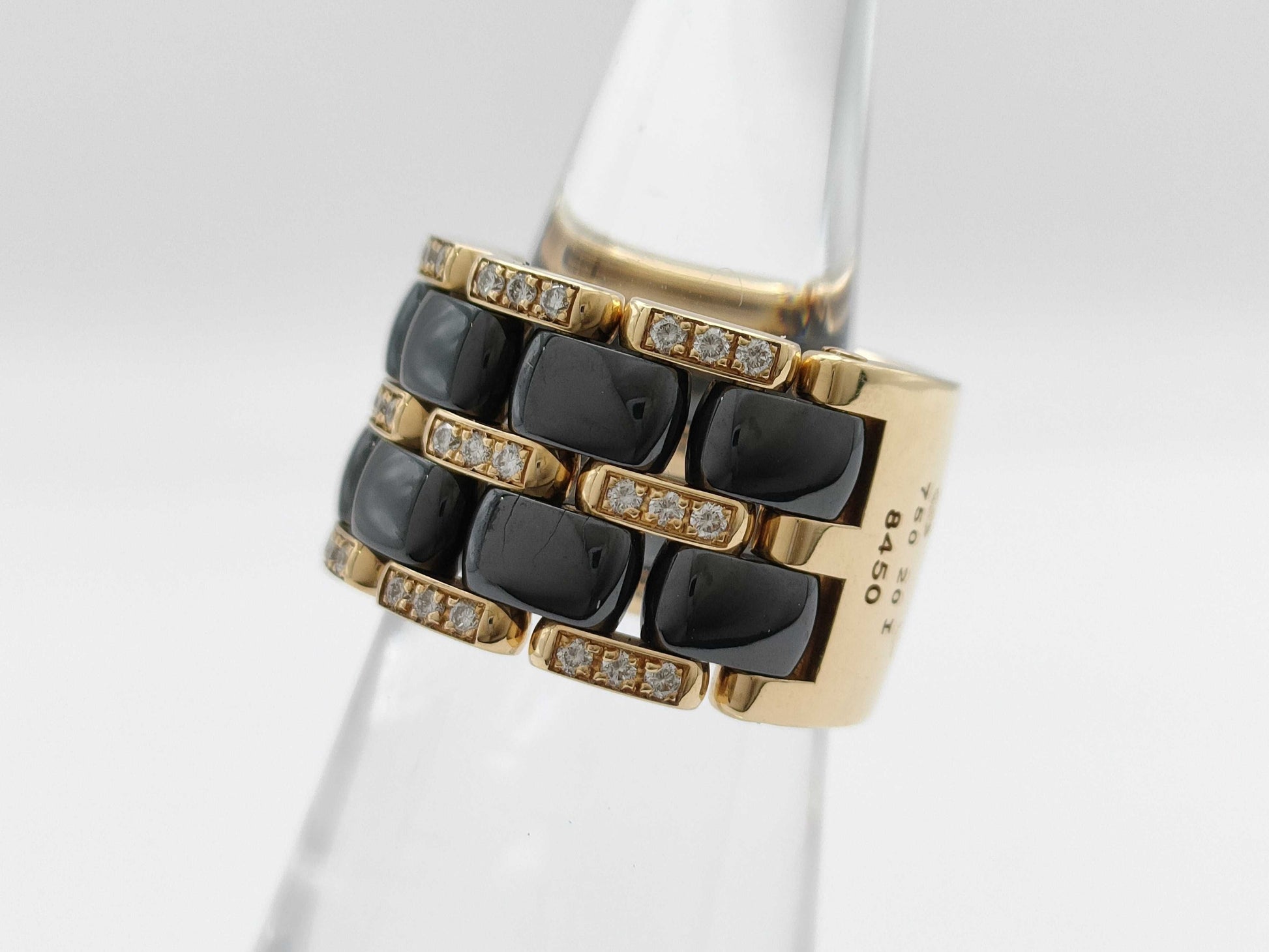 CHANEL Ultra Wide #T49 Ceramic Diamond 750 16.5g Ring 