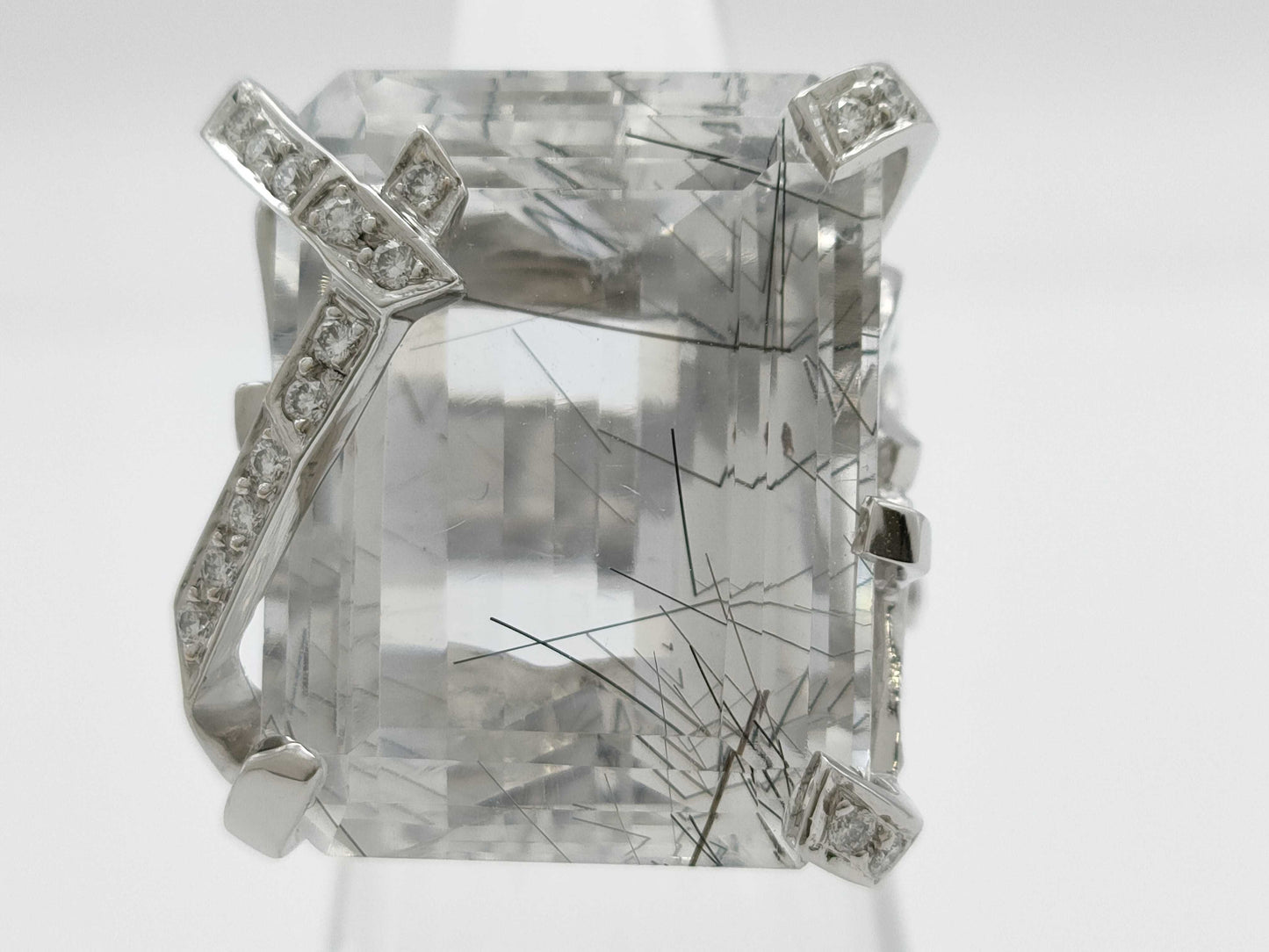 CHANEL Element #48 Rutilated Quartz and Diamond Ring, WG 750, 19.6g 