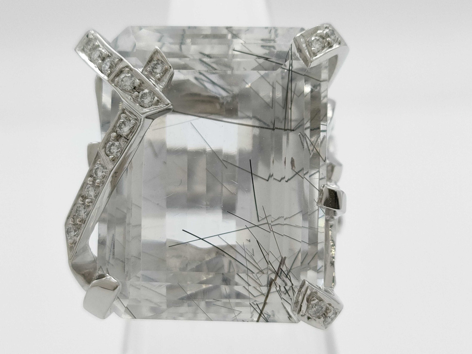 CHANEL Element #48 Rutilated Quartz and Diamond Ring, WG 750, 19.6g 