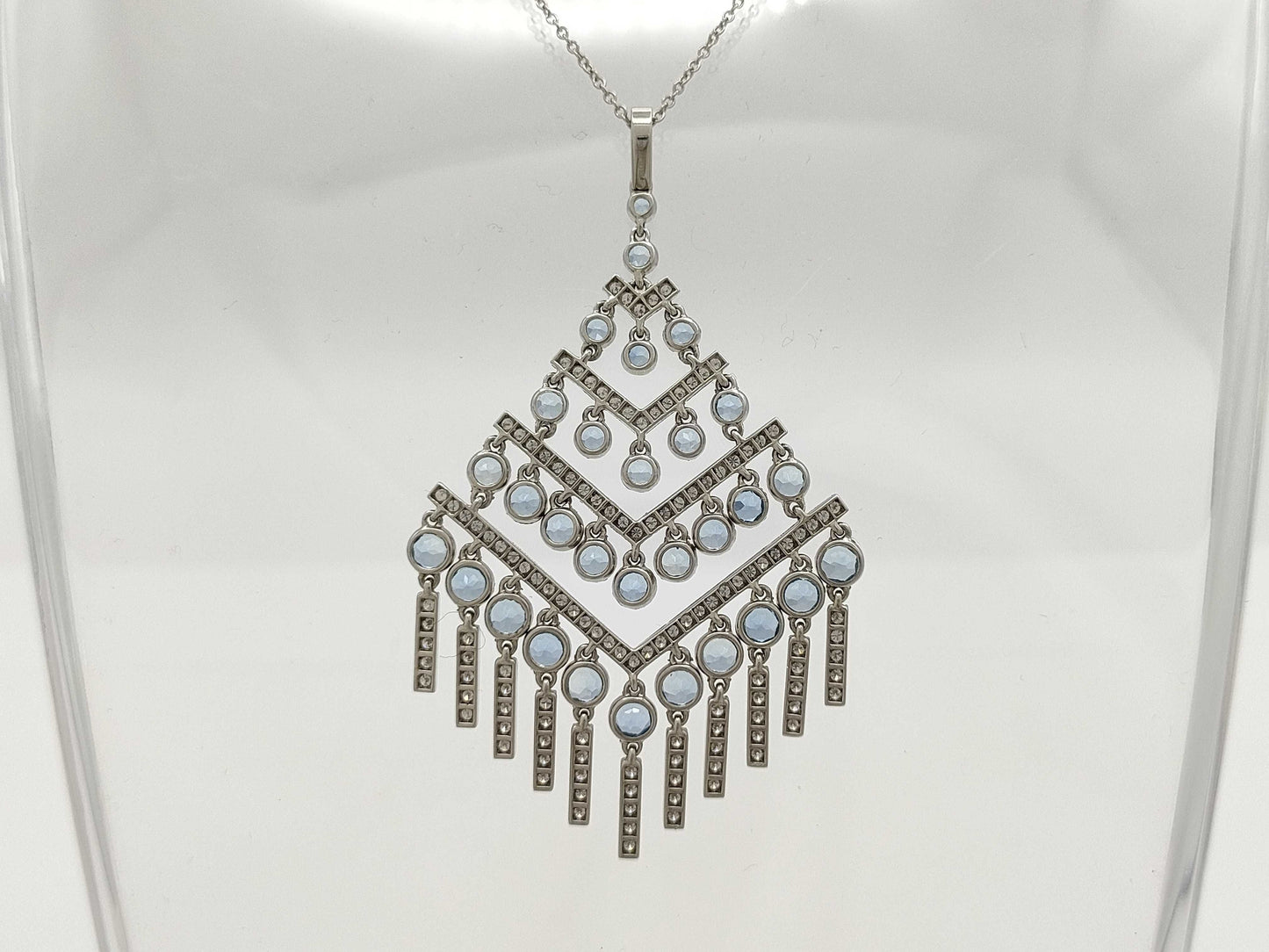 Tiffany & Co. Chandelier Necklace with Aquamarine and Diamonds, PT950, 14.1g 