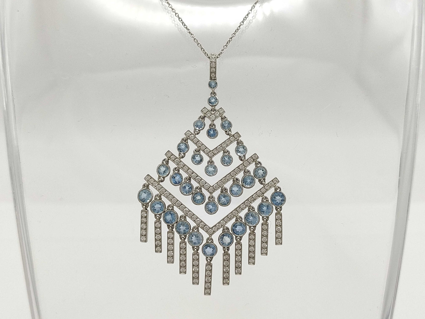Tiffany & Co. Chandelier Necklace with Aquamarine and Diamonds, PT950, 14.1g 