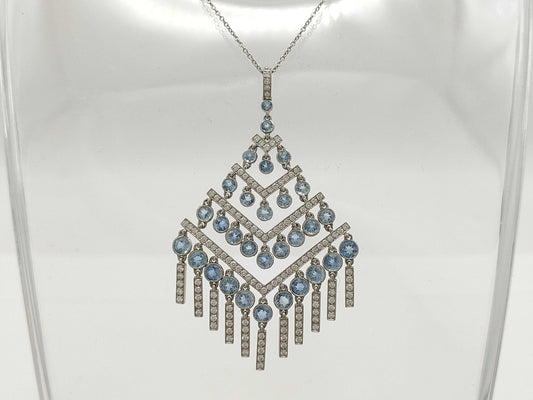 Tiffany & Co. Chandelier Necklace with Aquamarine and Diamonds, PT950, 14.1g 