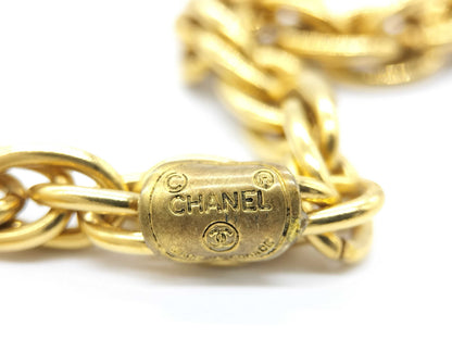 CHANEL Cambon logo plate necklace