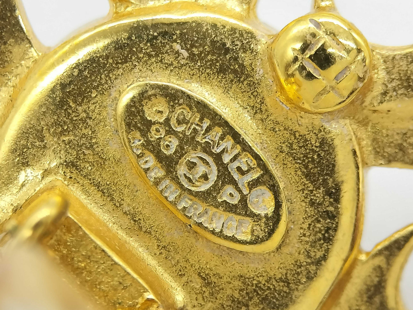 CHANEL Coco Mark Chanel Faux Pearl Coco Mark Earrings 96P Earrings