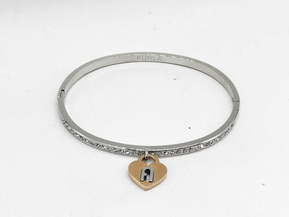 FURLA Padlock Motif Rhinestone Bracelet/Bangle