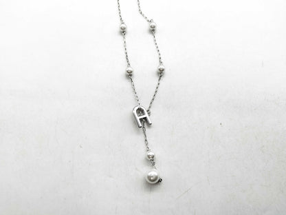 FURLA Faux Pearl Logo Necklace