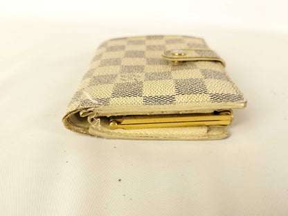 LOUIS VUITTON Damier Azur Louis Vuitton Wallet Damier Beige Portefeuille Viennois Wallet
