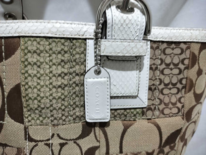 COACH Signature Coach Tote Bag Patchwork Python White Brown 10089 Handbag