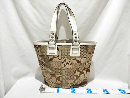 COACH Signature Coach Tote Bag Patchwork Python White Brown 10089 Handbag