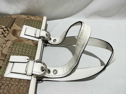 COACH Signature Coach Tote Bag Patchwork Python White Brown 10089 Handbag