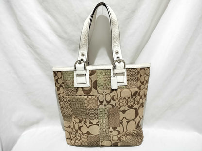 COACH Signature Coach Tote Bag Patchwork Python White Brown 10089 Handbag