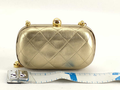 CHANEL Beaded Chain Shoulder Bag in Gold