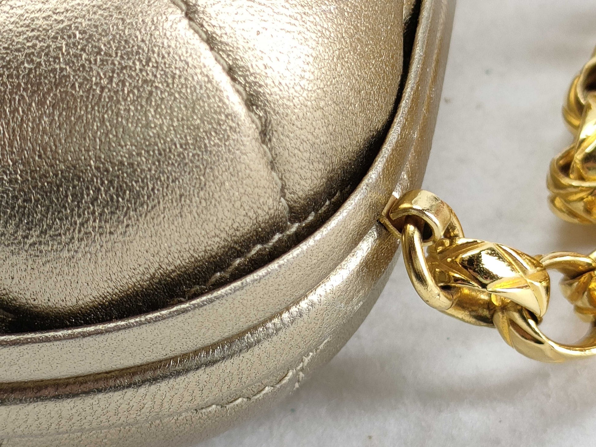 CHANEL Beaded Chain Shoulder Bag in Gold