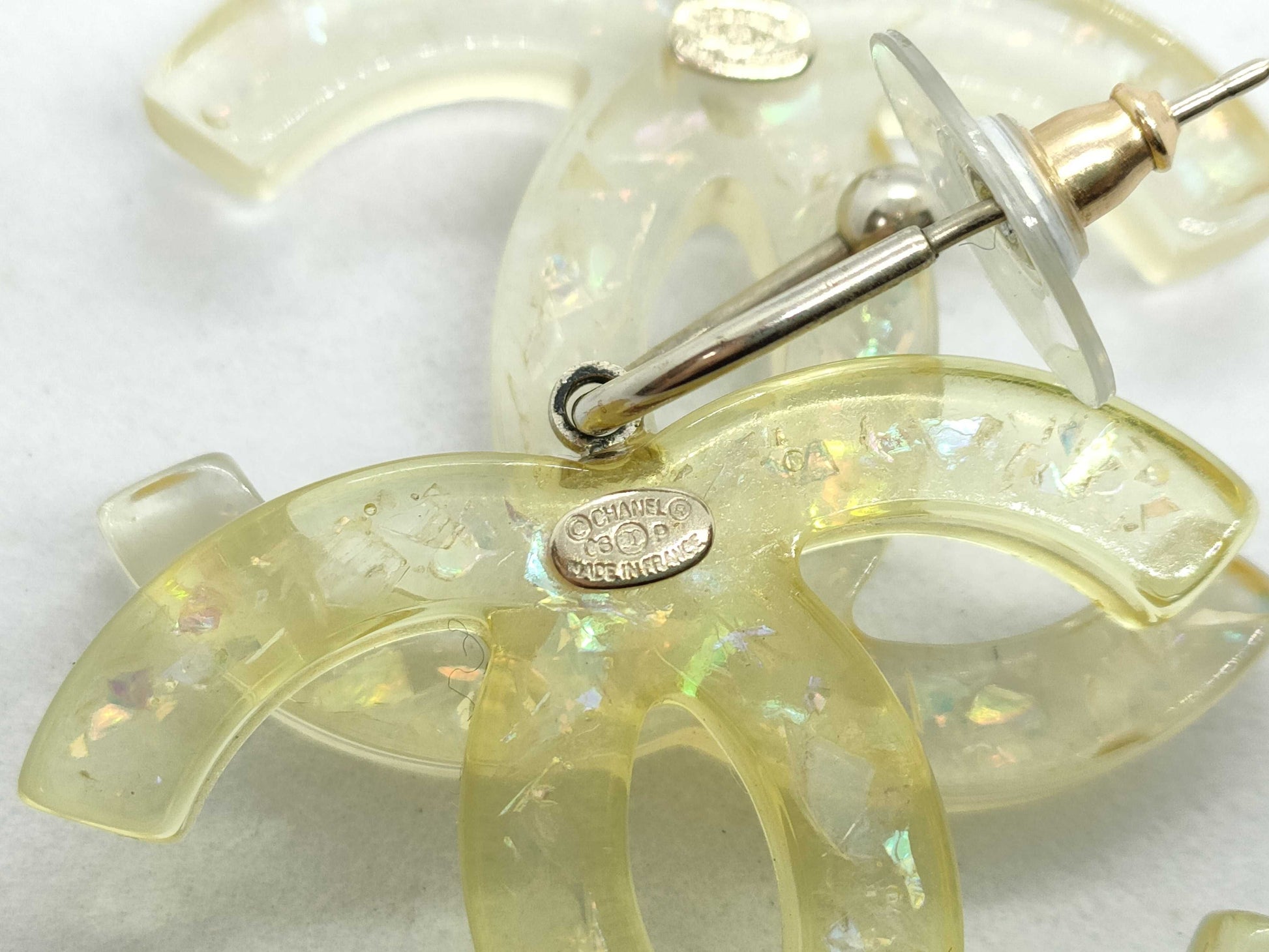 CHANEL Coco Mark Clear Earrings 06P Earrings