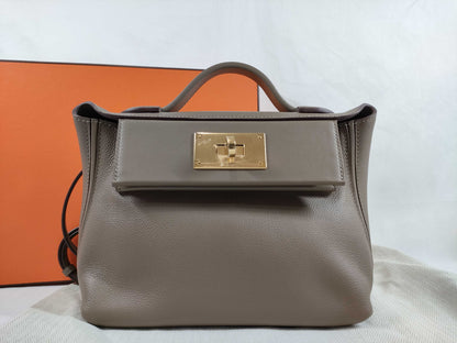 HERMES Sac Vin Quatre Mini Evercolor Swift Etoupe Shoulder Bag