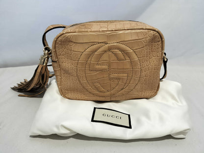 GUCCI Crocodile Soho Interlocking Shoulder Bag
