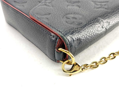 LOUIS VUITTON Monogram Empreinte M64099 Monogram Empreinte Pochette Felice Marine Rouge Shoulder Bag with Chain Strap, Two Pouches, and Box