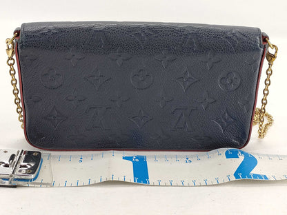 LOUIS VUITTON Monogram Empreinte M64099 Monogram Empreinte Pochette Felice Marine Rouge Shoulder Bag with Chain Strap, Two Pouches, and Box