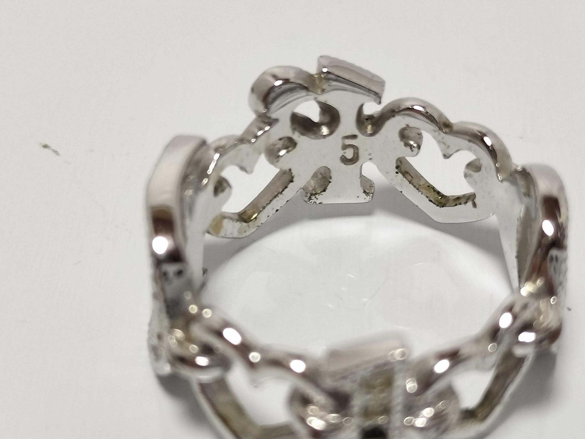 Dior Rhinestone Ring Logo Heart with Box and Dust Bag