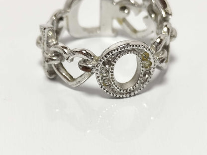 Dior Rhinestone Ring Logo Heart with Box and Dust Bag