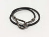 HERMES Silver x Leather Bracelet Jumbo Choker Bracelet/Bangle