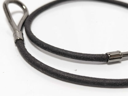 HERMES Silver x Leather Bracelet Jumbo Choker Bracelet/Bangle