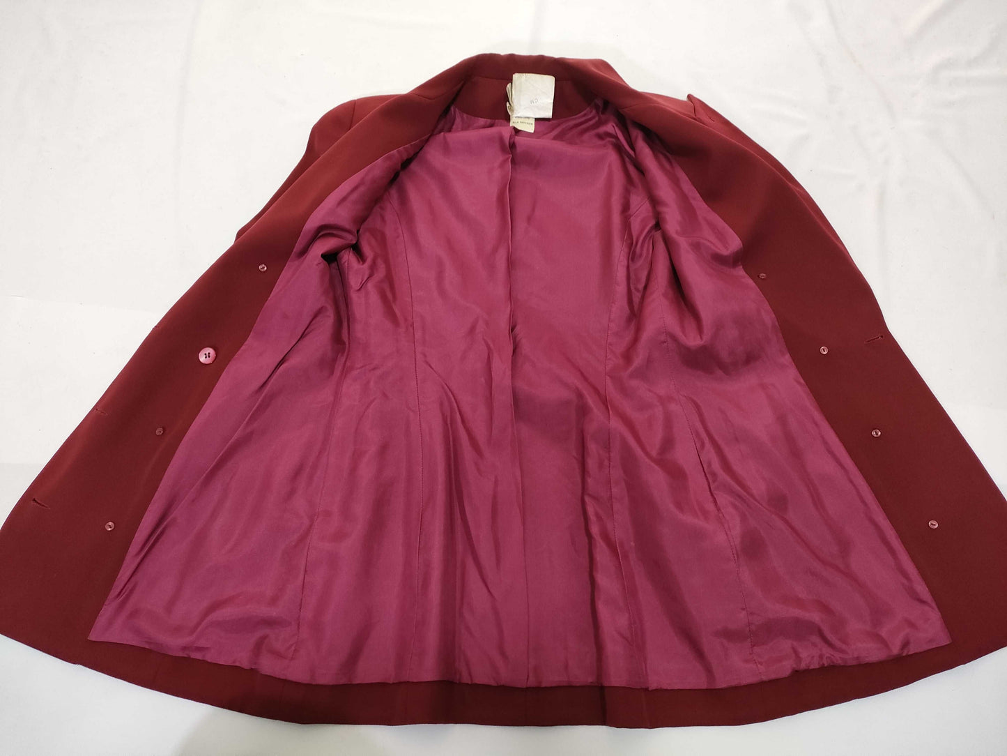 CHANEL Wool Double-Breasted Tailored Jacket with Coco Mark, Bordeaux, Size: 36